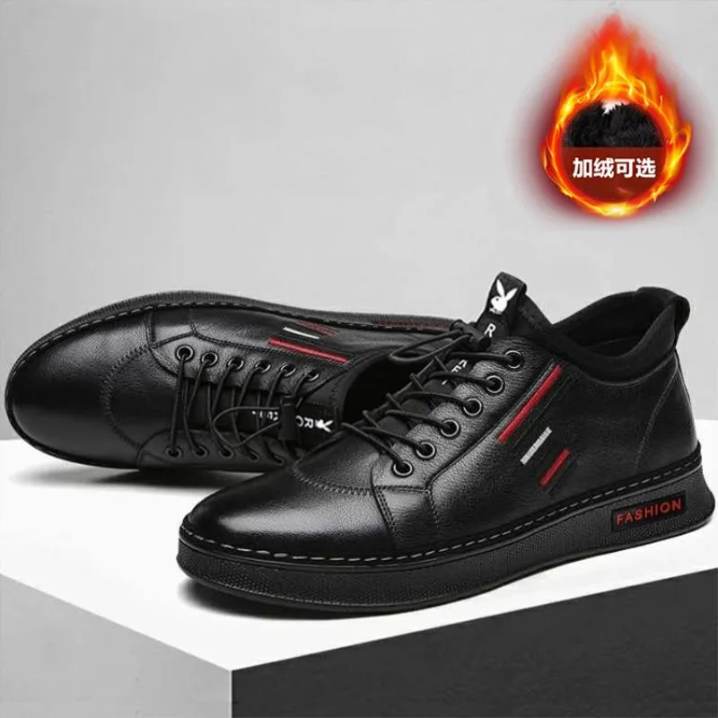 

Fall/winter new men's board shoes plus velvet casual shoes Joker tide casual men's black shoes non-slip sneakers men's shoes