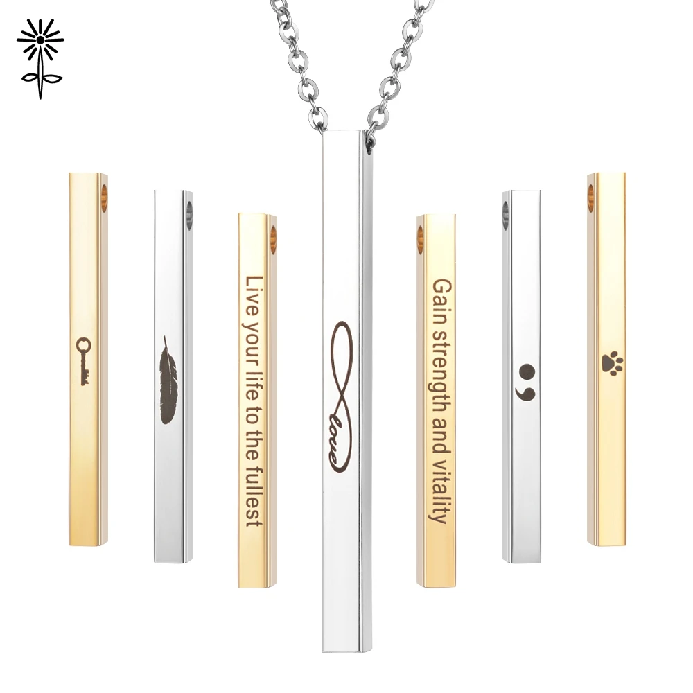 New arrival! 316L Stainless Steel Engraved Positive Inspirational Quote Pendant Mantra Necklace Women Jewelry Match with Chain new arrival lubinski vintage metal stainless steel travel cigar humidor tube single cigar case holder tubes for cigars