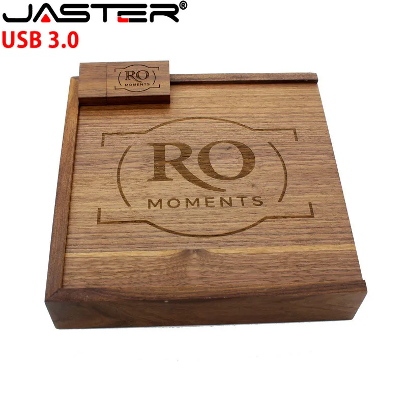 JASRER (1 шт. бесплатный логотип) уникальный фотоальбом ореховая древесина USB +