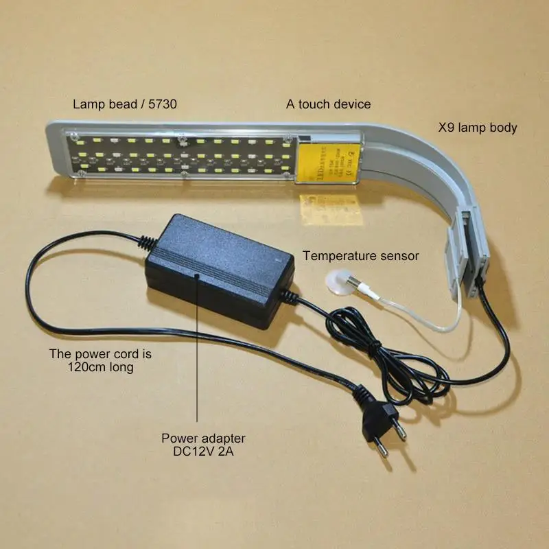 Super Slim LED Aquarium Light Lighting Plants Grow Light 15W Aquatic Plant Lighting Waterproof Clip-On Lamp For Fish Tank