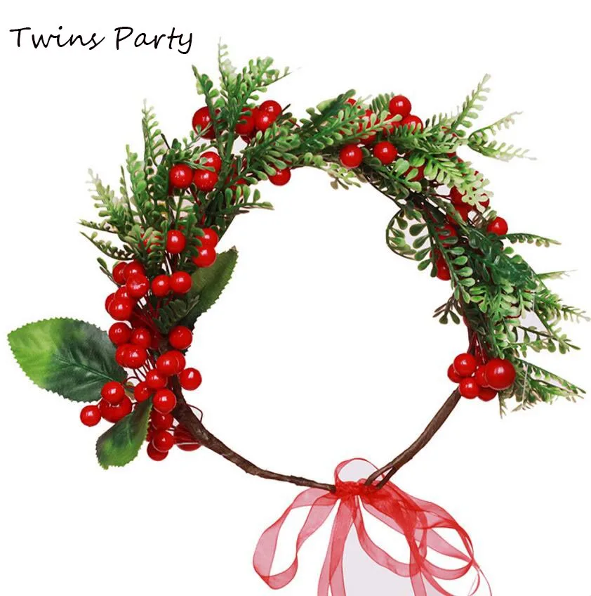 

Twins Party Floral Fall Christmas Flower Crown Vintage Nature Berries Festival Wedding Flower Crown Bridesmaid Flower Wreath