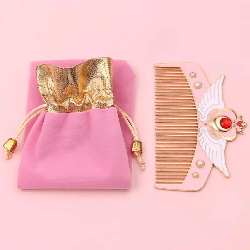 Anime Sailor Moon Hairdressing Comb Cosplay Props Cardcaptor Sakura Pink Woman Cartoon Metal Pettine Originality Gift with bag