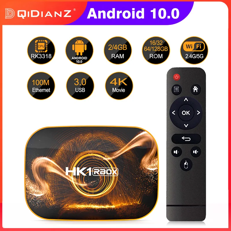 Смарт ТВ-приставка HK1 RBOX R1 RK3318 4k 1080p Google Play Wi-Fi HK1RBOX PK H96 X96 max Android 10 0 | Электроника