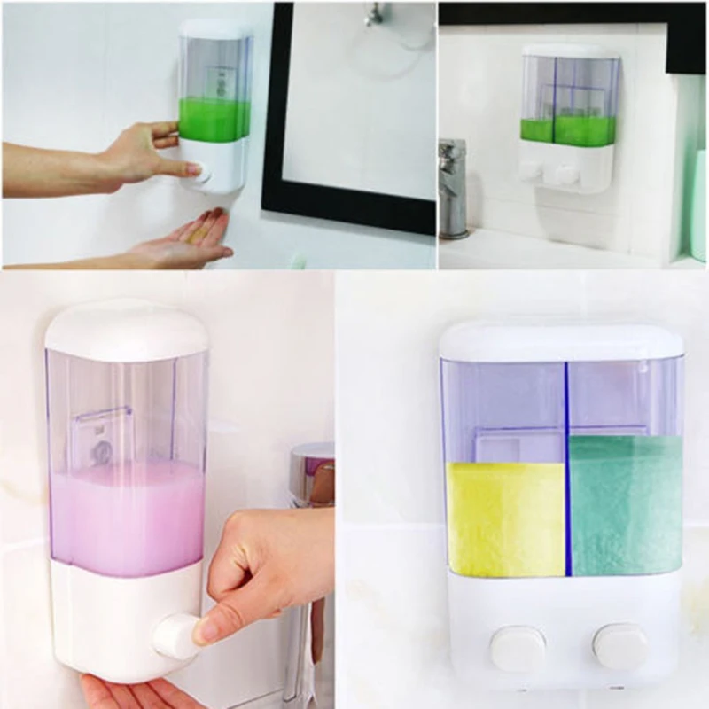 

500ml 1000ml Wall Mount Bathroom Shower Pump Shampoo Liquid Dispenser Plastic Each Tube Capacity 500ml