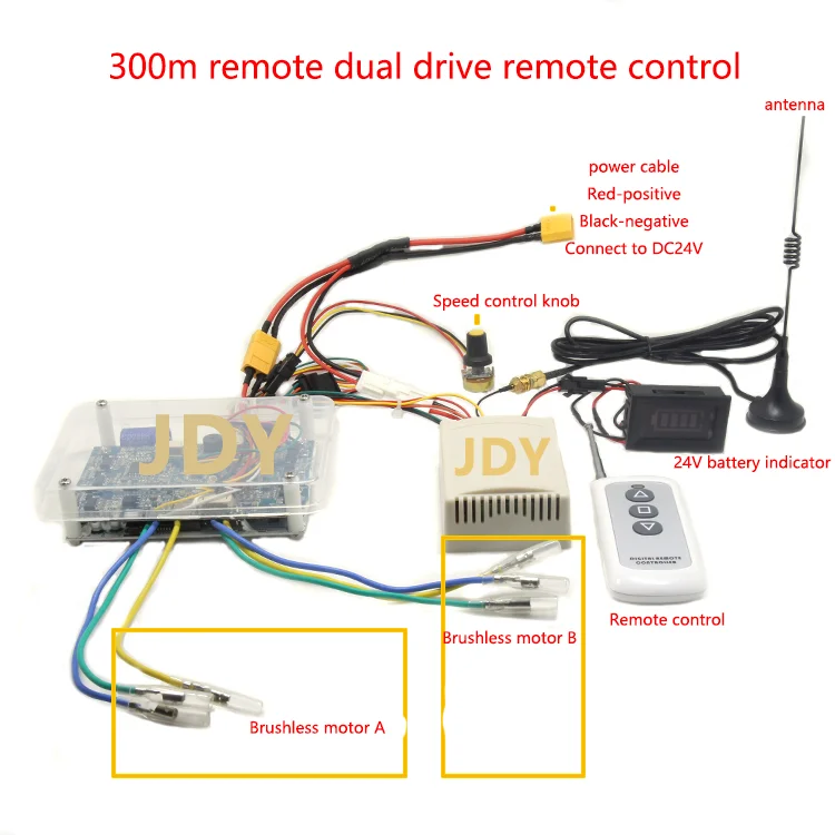 (Customized) 300m, remote control dual-drive brushless hub motor control driver