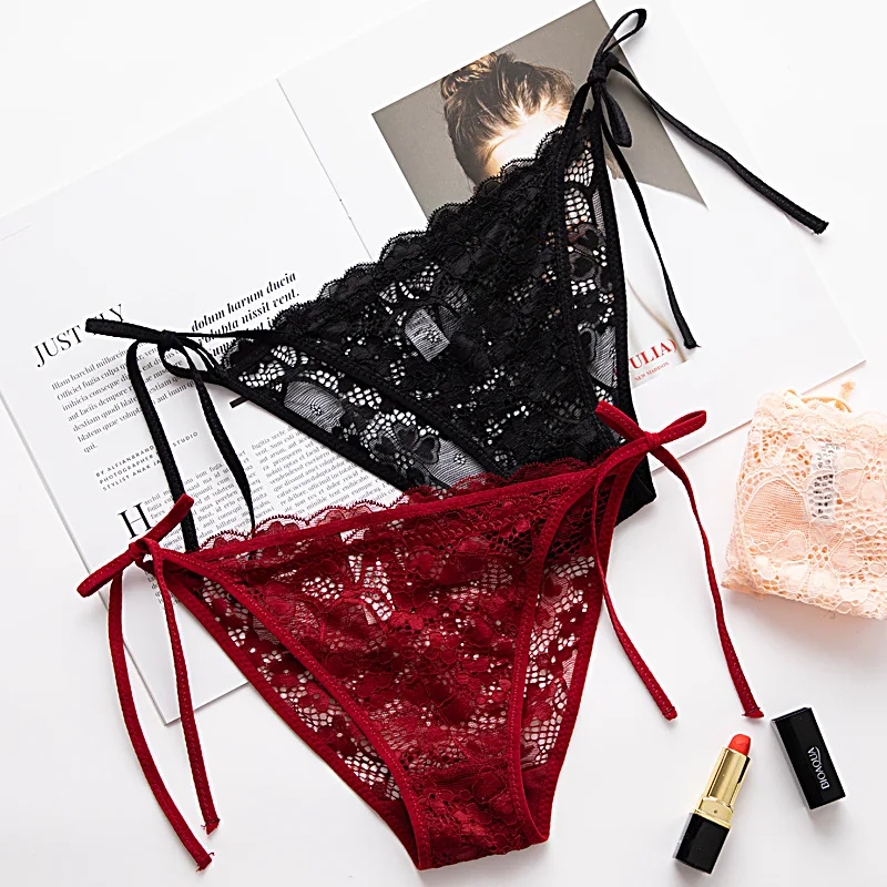 

Floral Transparent Sexy Panties String Hollow Out Embroidery Lace Underwear Women Seamless Thongs G-string Lingerie Micro Tanga