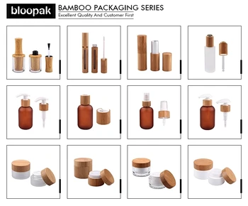 

300pcs 5g bamboo cream jar with pp inner 330pcs 30ml frosted clear essential oil bottles with bamboo ring for face cream oil
