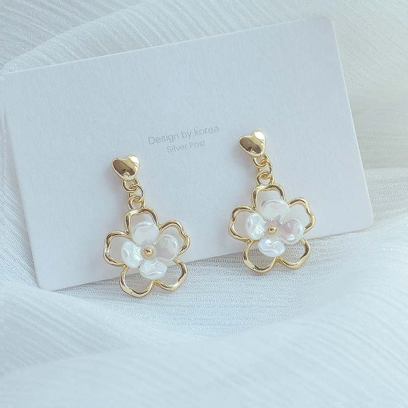 Earrings Women Gold 14k Flower | 14k Gold Flower Stud