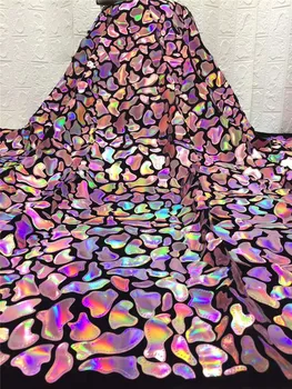 

5 Yards Dreamy Soft African Sequin Velvet Lace Fabric With French Embroidery Cloth DIY For Wedding Party Stage Dress