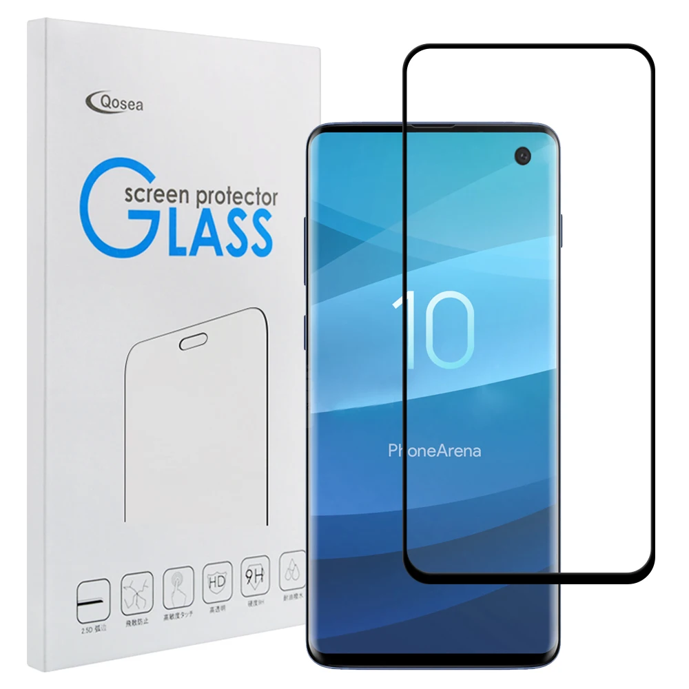 Qosea 2 шт смартфон закаленное стекло для samsung Galaxy S10 защита экрана 9H 4D полная пленка +