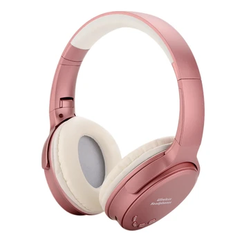 

Wireless Bluetooth Headset Bt 5.0 Active Noise Reduction 15 Hours Playback Time Folding Design Bass Game Headset Rose Gold Plast