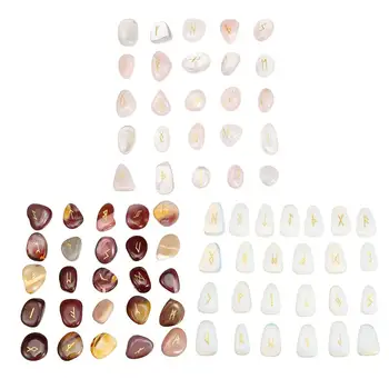 

25pcs Natural Lapis Lazuli Carved Crystal Reiki Healing Therapy Palms Stones Engraved Ancient Norse Rune Pendant