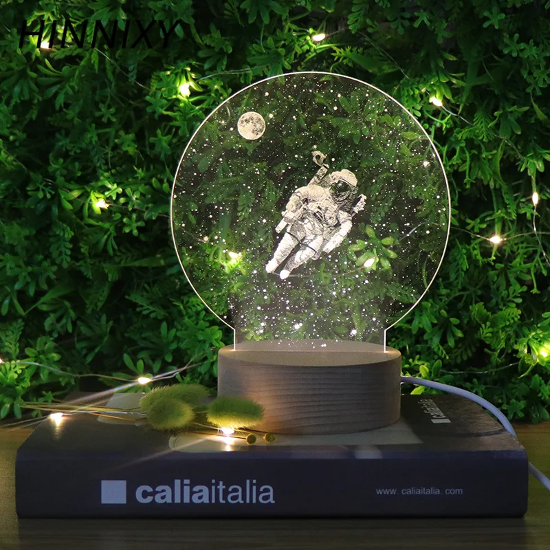 

Hinnixy Novelty 3D Night Lights Dimming USB LED Table Warm White Astronaut Animal Bedside Lamp Holiday Decor Kids Christmas Gift