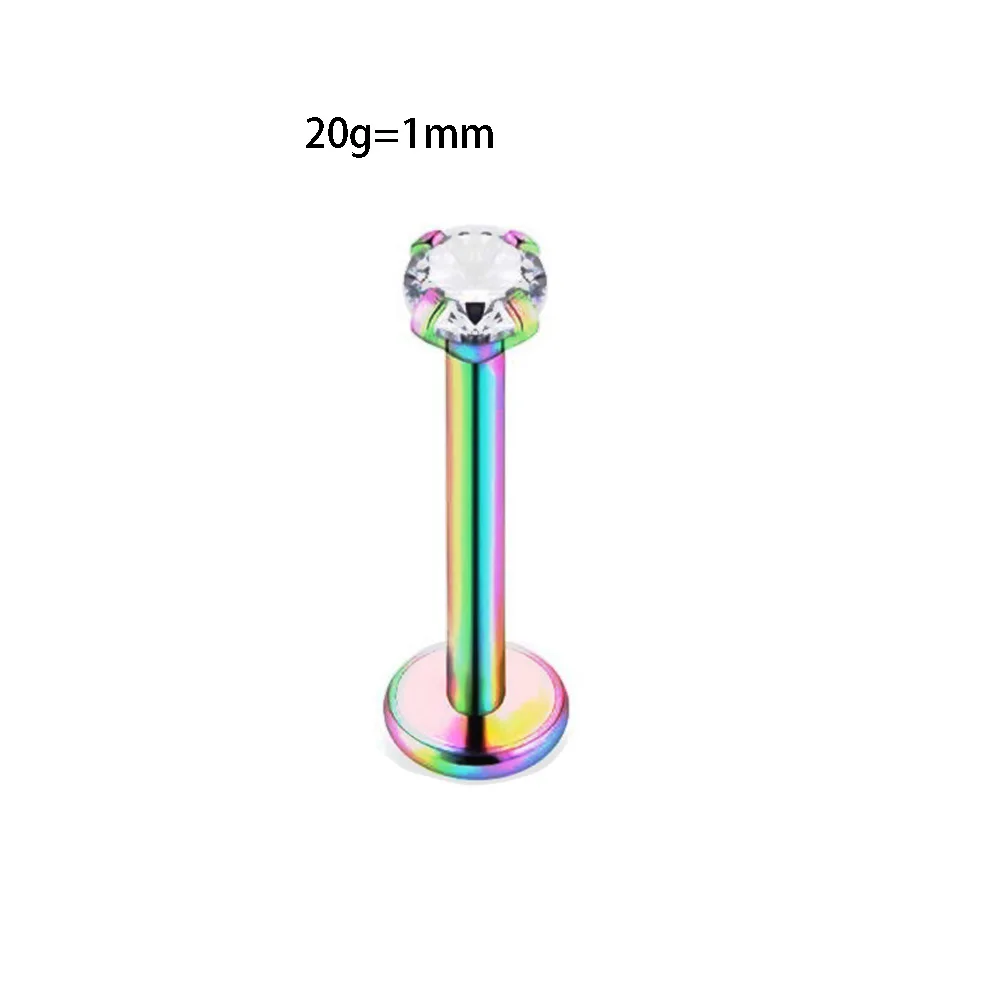 rainbow zircon 1mm 1 шт. стальное ухо траг хрящевой пирсинг Кристалл квадратный конх Lobe серьги Штанга пирсинг Orelha шпильки для губ спираль пикантное украшение - Окраска металла: rainbow zircon 1mm