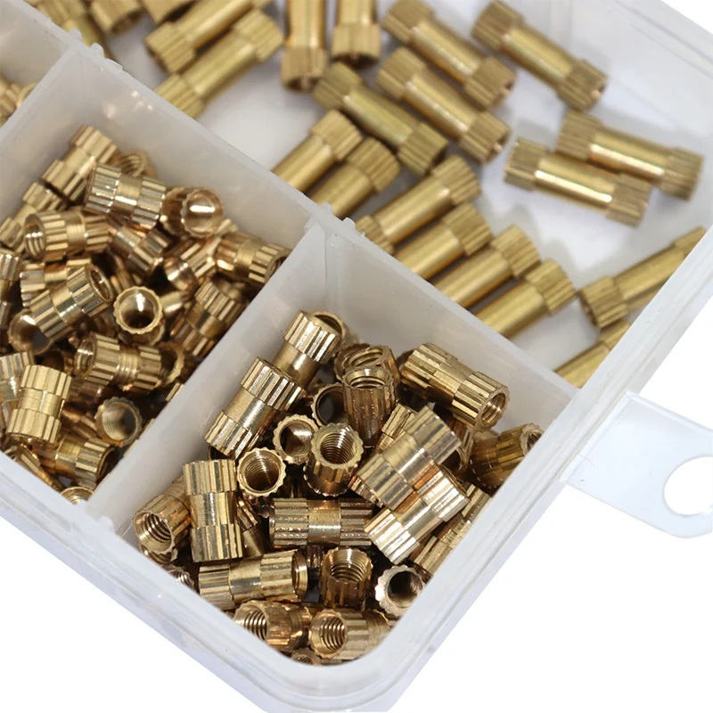 Top-450Pcs M2 M3 M4 комплекты накатанные с резьбой врезанные гайки впрыска медные вставки накатанные гайки накатка гайка