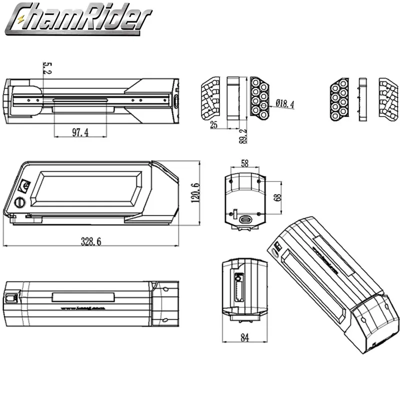 36V Батарея 48 V, фара для электровелосипеда в Батарея Хайян Downtube 20A 30A 40A BMS 350 Вт 500 750 Вт 1000 18650 Сотовый Bafang BBS02 BBS03 BBSHD