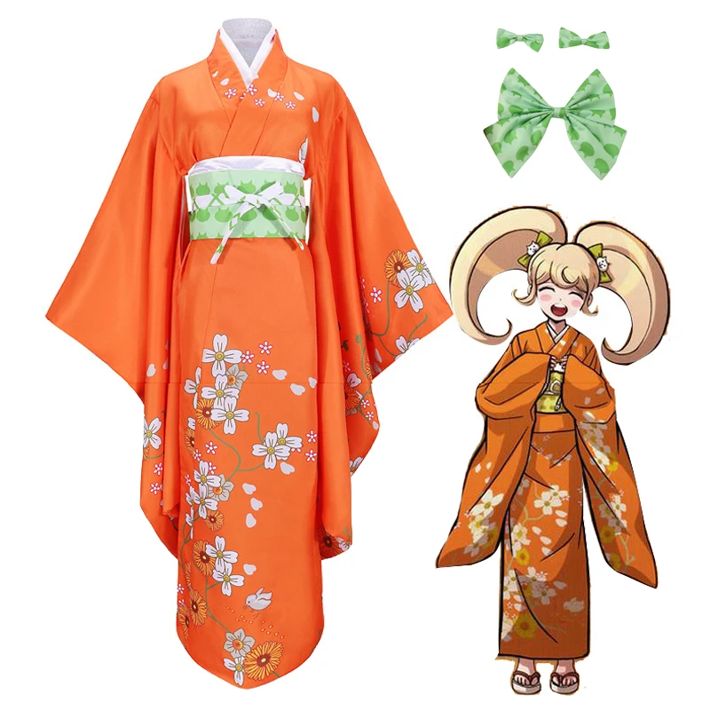 Супер Danganronpa 2 Косплей Костюм Hiyoko кимоно Сайондзи платье Девушки Женщины
