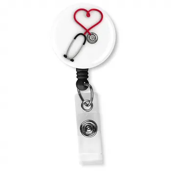 

Heart Doctors Nurse Office Retractable Reel ID Pull Badge Lanyard Name Tag Holder Key Ring Chain Clips High Quality