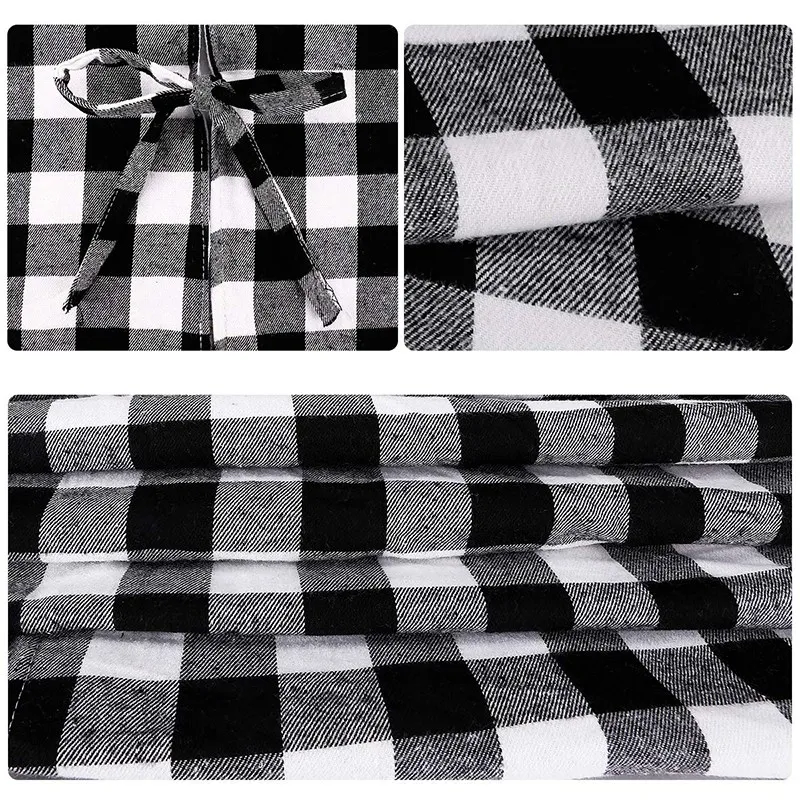 AFBC Christmas Tree Skirt Christmas Ornament with White and Black Plaid Tree Skirt for Festive Christmas Decoration