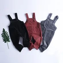 Г. Весенние новые стильные вельветовые однотонные штаны на подтяжках для мальчиков и девочек модные штаны в Корейском стиле