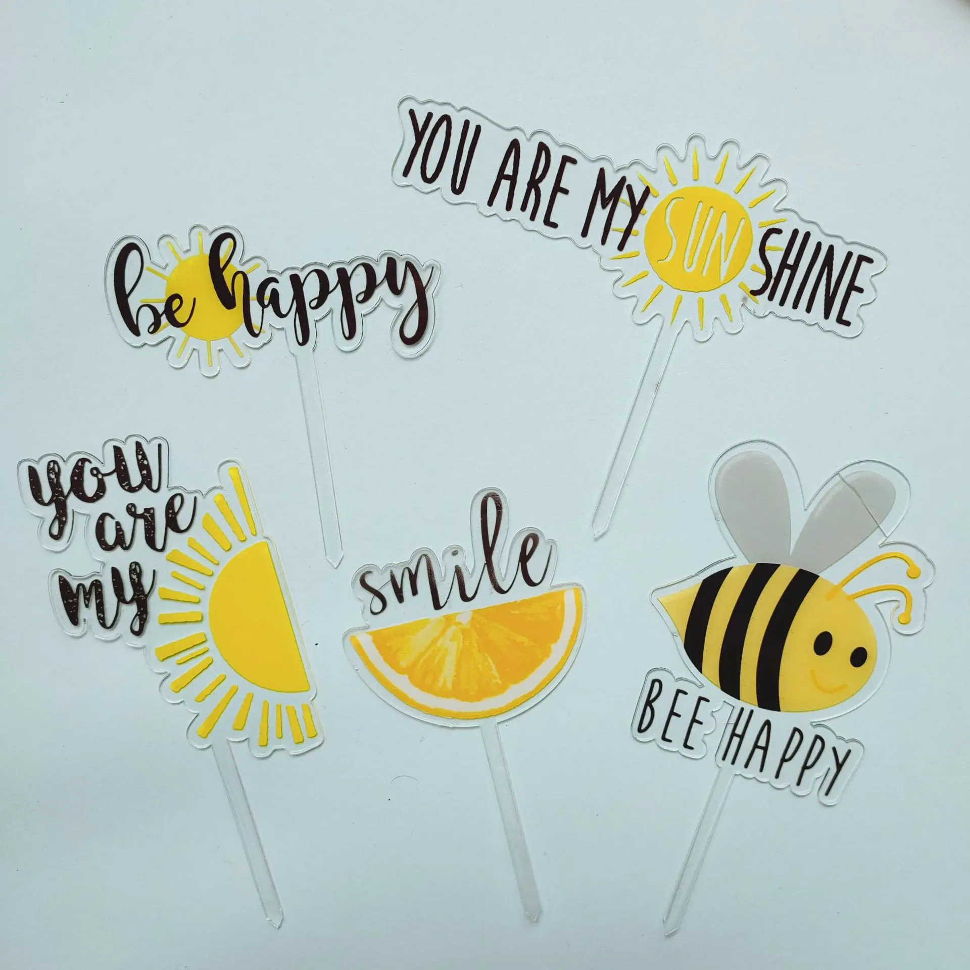 Decoration De Gateau En Acrylique Theme Abeille Joyeux Anniversaire You Are My Sunshine Decoration De Fete De Mariage Saint Valentin Aliexpress