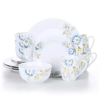 

VEWEET MONTANA 16-Piece Porcelain Ceramic Tableware Dinnerware Set with 4*Dinner Plate,Dessert Plate,Cereal Bowl,380ML Mug Set