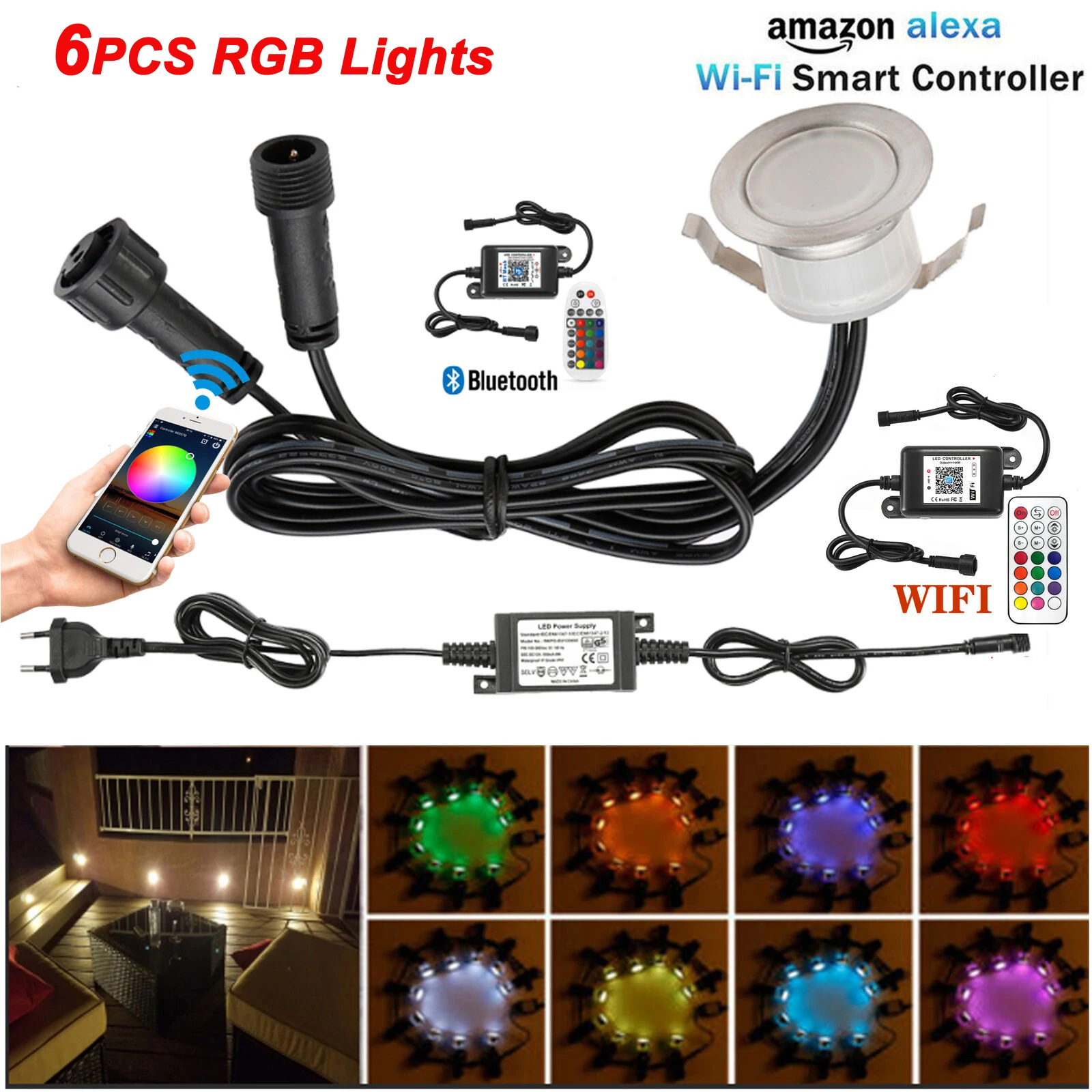 WIFI Bluetooth Controller RGB RGBW LED Deck Lights Garden Lighting Outdoor Lamp 