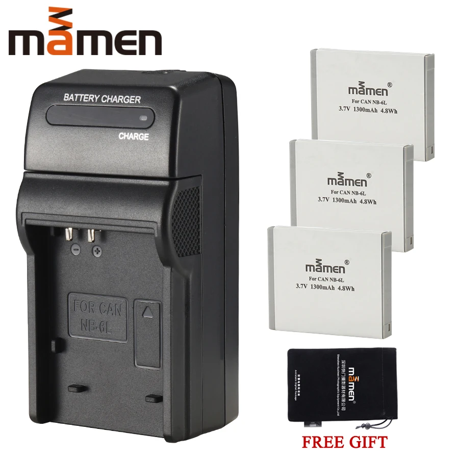 Цифровая батарея Mamen 3 шт. NB6L NB 6L 6LH + одиночное зарядное устройство для Canon IXUS 310 SX240