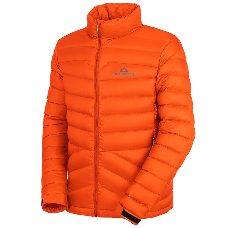 Men Orange HIGHROCK Мужская/Женская Сверхлегкая теплая куртка на гусином пуху F17113/F17114 - Цвет: Men Orange