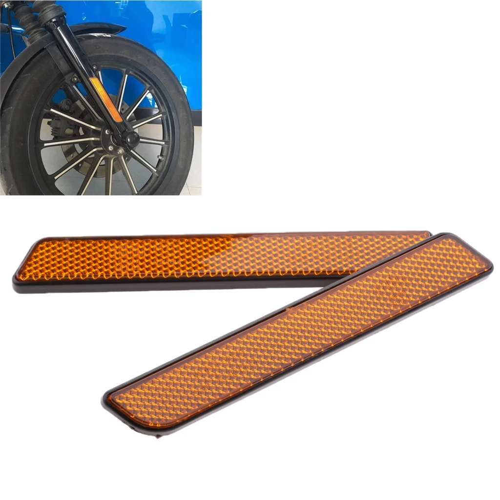 L & R Front Fork Leg Reflector For  Lower Leg Sliders Dyna Softail