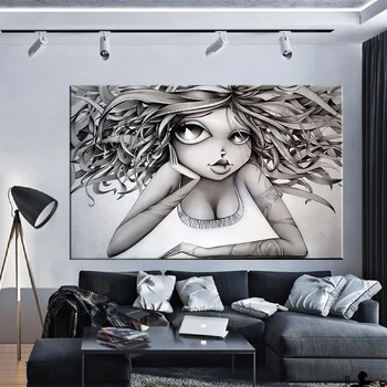 Abstract Girl Wall Art Painting Printed on Canvas 1