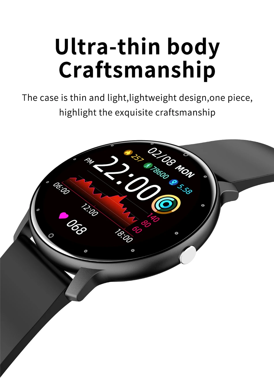 Men Women Smart Watch Full Touch Screen Watches Sport Fitness Tracker IP67 Waterproof Bluetooth Weather Forecast Smartwatch 2021
