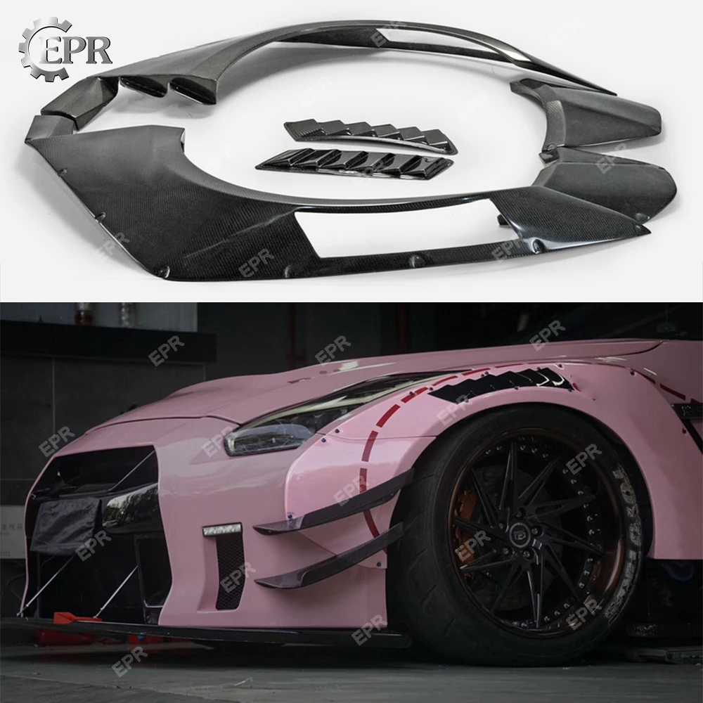 

FRP Front Fender Trim For Nissan GTR R35 CBA DBA LBV2 Style Glass/Carbon Fiber Wide Front Fender Body Kit For R35 GT-R Racing