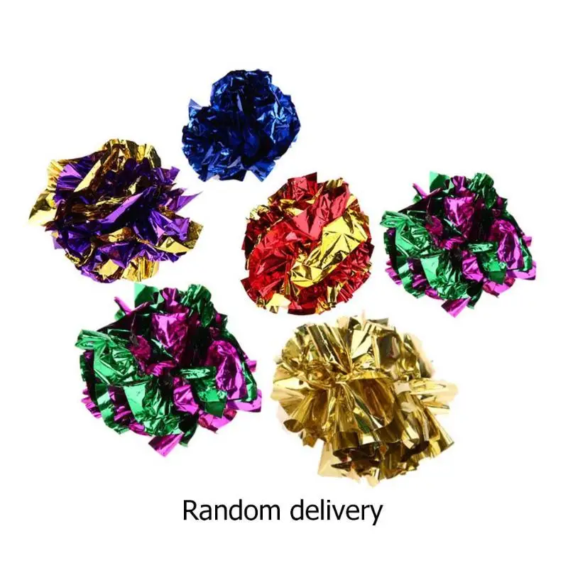 1pcs Multicolor Mylar Crinkle Ball Colorful Ring Paper Sound Toy Shiny Crinkly Ball Kitten Interactive Toys Pet Cat Toys