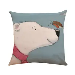 Импортные товары новая мультяшная ручная роспись polar bear льняная наволочка Автомобильная подушка для дивана покрытие домашнее постельное