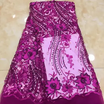 

African Net Lace Fabric With beads beautiful French Tulle Lace Fabric Nigerian Mesh Lace Fabric For Wedding Dress XZXDE172