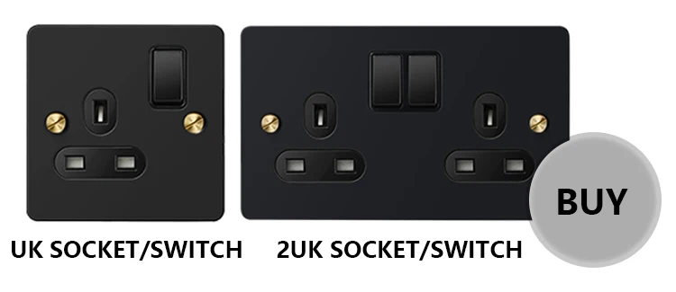 designer light switches Avoir Wall Light Switch Lever Electrical Socket EU French Standard Pulgs Retro Toggle Switch Black Stainless Steel Panel Dimmer light switch black