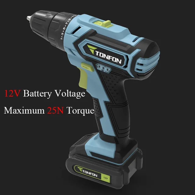 12V Electric drill Xiaomi Mijia Tonfon Беспроводная электрическая дрель ударная мощность драйвер 12 В/20 в 2000 мАч 2 скорости вращения вперед и назад - Цвет: 12V Electric drill