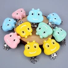 

2Pcs Cartoon Dinosaur Silicone Pacifier Clips Holder BPA Free Teeth Care Teething Bead Baby Nipple Chain DIY Accessories