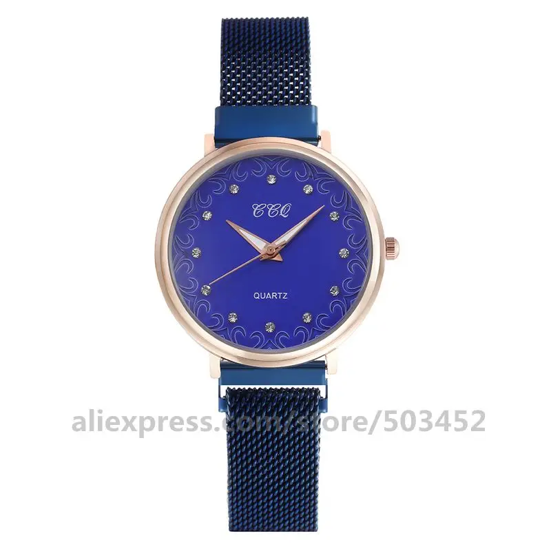 100 шт./лот 920549 CCQ горячая Распродажа простые Reloj Pulsera Mujer магнитные женские часы цветок грациозные женские часы для женщин - Цвет: blue