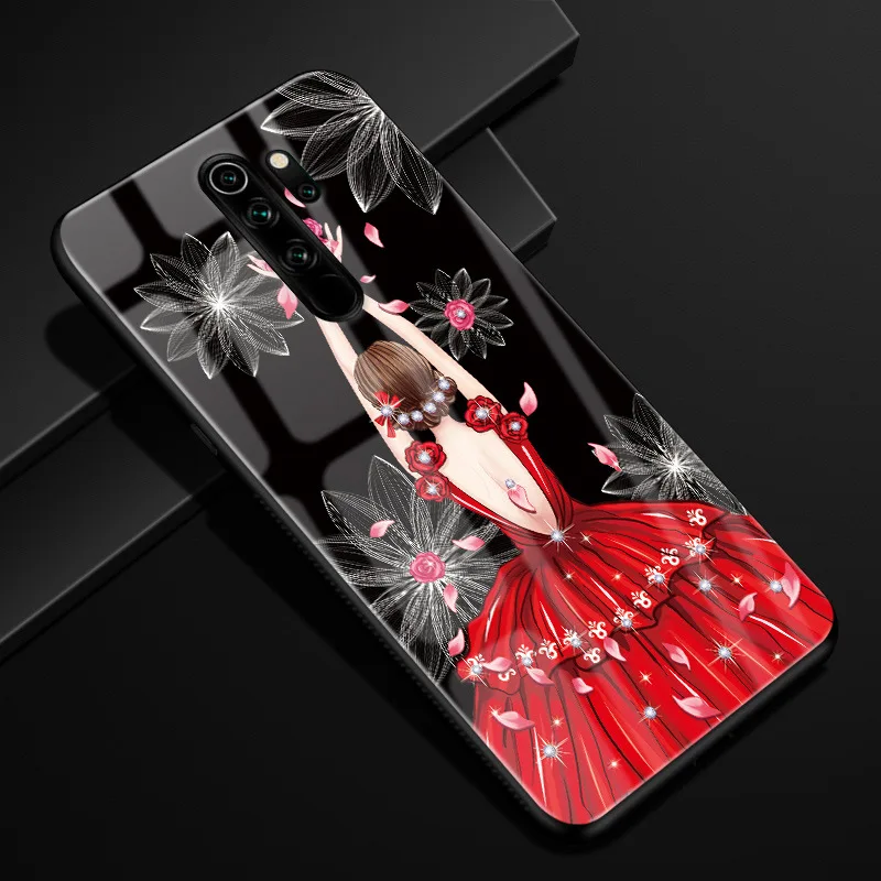 Для Xiaomi Redmi Note 8 Pro Чехол PC Пластиковый стеклянный чехол для телефона черный ТПУ бампер чехол для Xiaomi Redmi Note8 Note 8 Pro 8Pro чехол