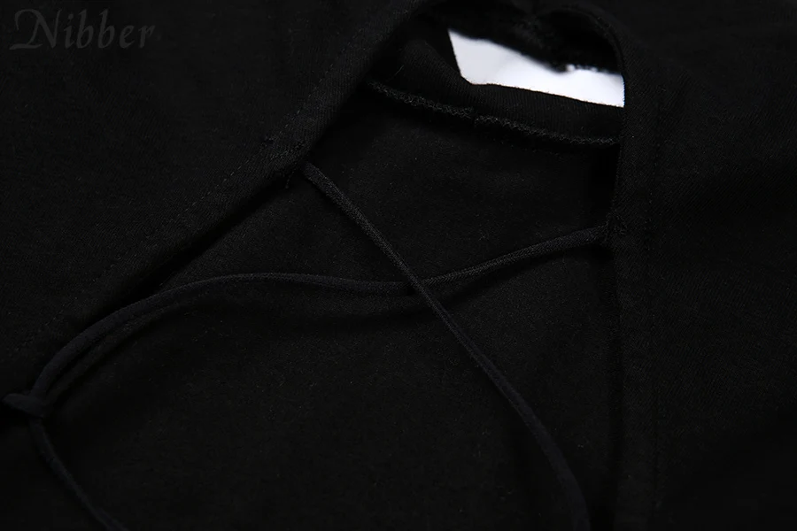 NIBBER street style sexy backless hollow out Bandage top slim turtleneck t-shirt crop top2019autumn  trend full sleeve tee femme