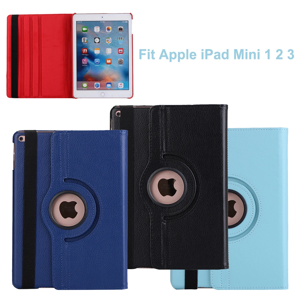 Solid Bussiness Cover PU Smart Fold Rotation Stand Cover For iPad mini 1 2 3 7.9 Auto Sleep Wake Smart Cover For iPad mini 1 2 3