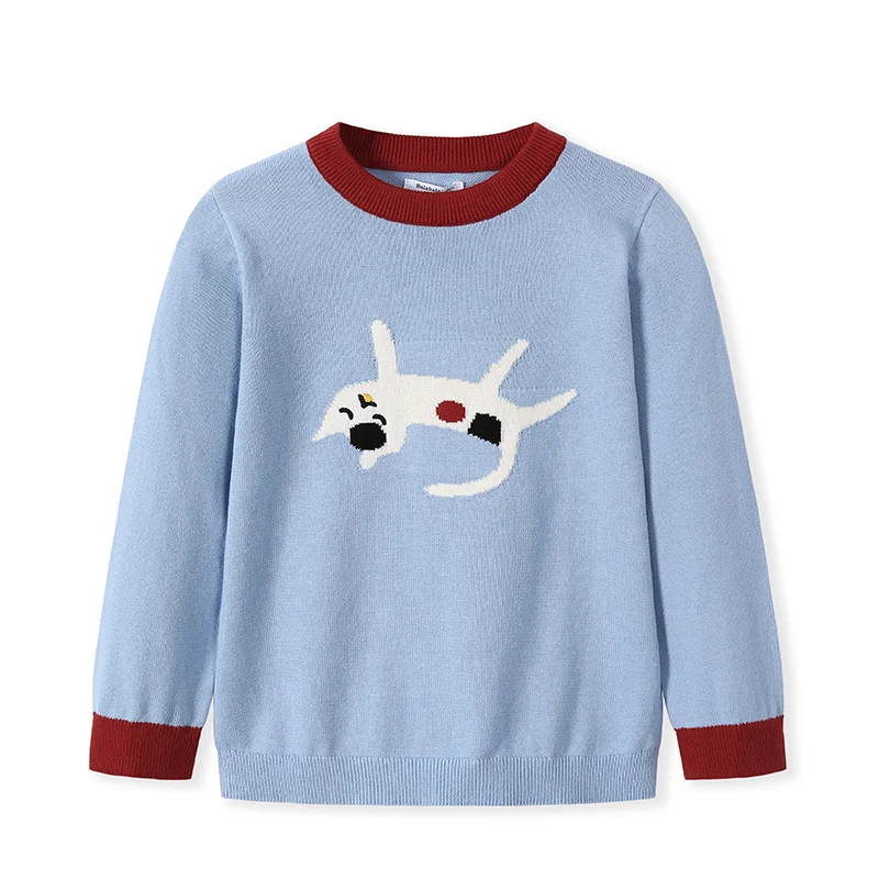 Balabala Children's clothing sweater girls new autumn cotton sweater children baby girl - Цвет: Ice blue