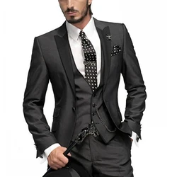 New Elegant 2022 Costume Homme Lapel Black Jacquard Dinner Party Groom Wear Men Wedding Suits For Men Prom Tuxedo Blazer
