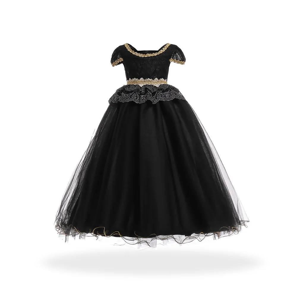 

Foreign Trade Supply of Goods Children Evening Gown Black And White with Pattern Princess Dress Short Sleeve Lace Big Boy Piano