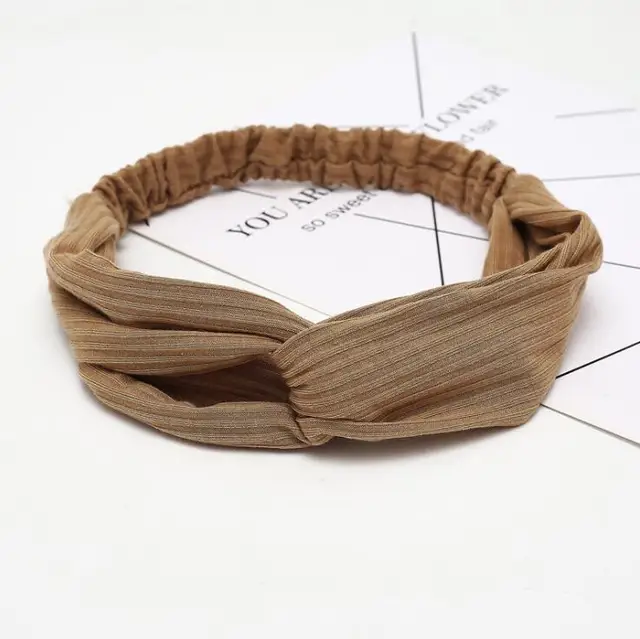 2021 Women Solid Headband Turban Elastic Headwear Head Wrap Women Hair Accessories for Women Striped Hair Bands coffee2