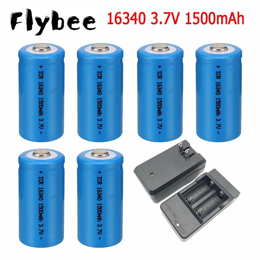 3.7V 1500mAh Rechargeable Li-ion Batteries 16340 CR123A Battery For battery LED Flashlight Travel Wall Charger | Электроника