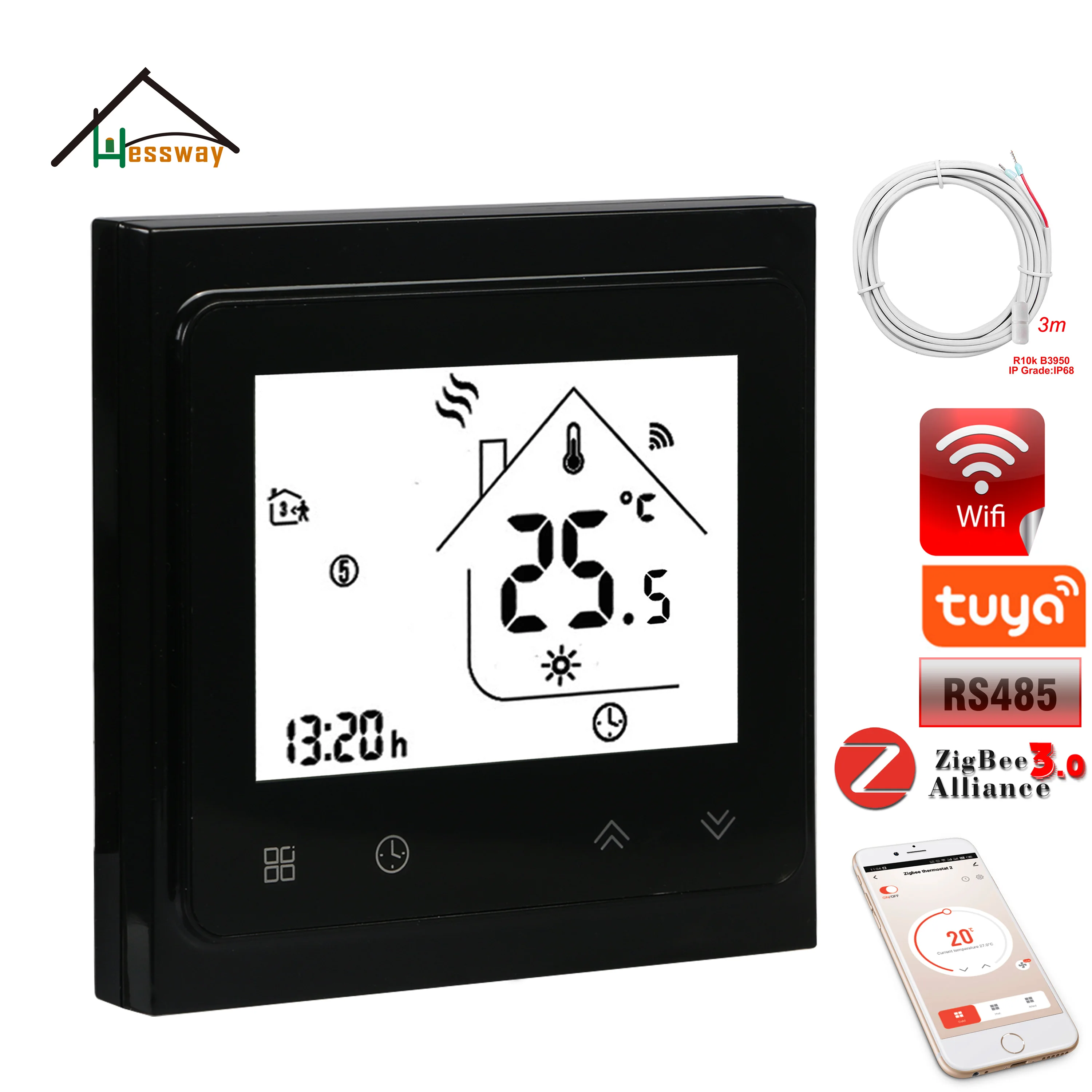 Sensore Doppio Di Riscaldamento Termostato Wifi )Way Per Riscaldamento Battiscopa/Contatto A Secco Caldaia/Valvola No Nc Di Tuya Zigbee Rs485 E Modbus