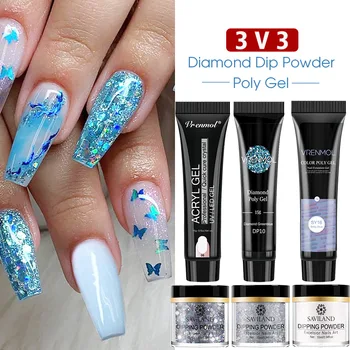

Saviland Poly Nail Gel Acrylic Set for Manicure Starter Natural Nails Art Design Manicure Set Finger Extension At Home